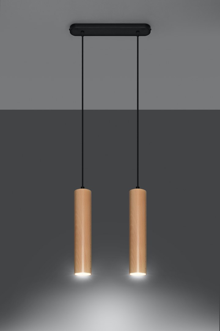 Lampa wisząca LINO 2 drewniana - Sollux Lighting Lampa wisząca LINO 2 drewniana - Sollux Lighting