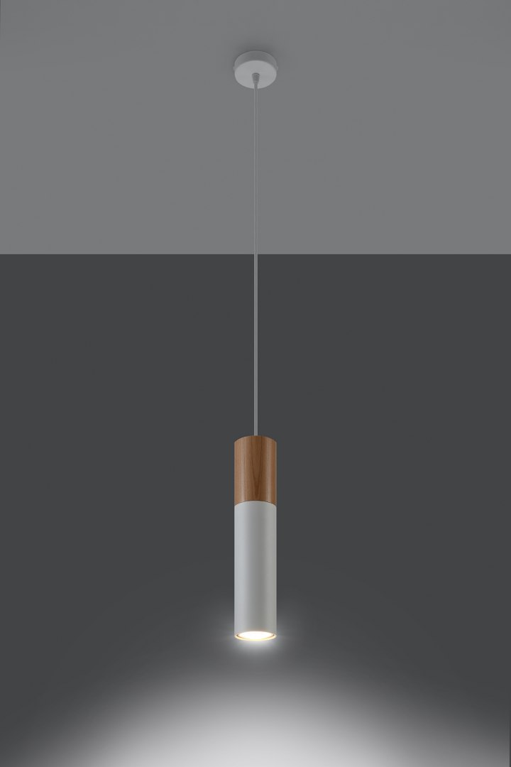 Lampa wisząca PABLO biała pojedynczy zwis tuba - Sollux Lighting