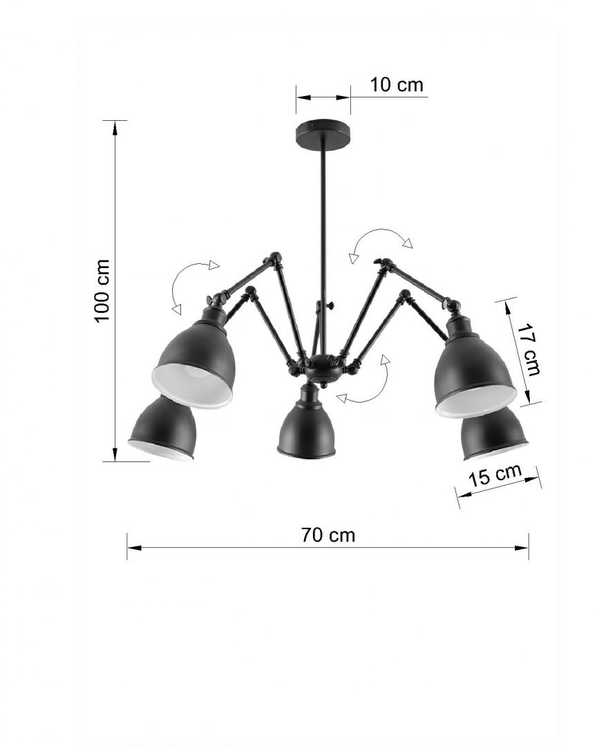 Lampa wisząca STARK KLOSZ 5 czarny - Sollux Lighting Lampa wisząca STARK KLOSZ 5 czarny - Sollux Lighting