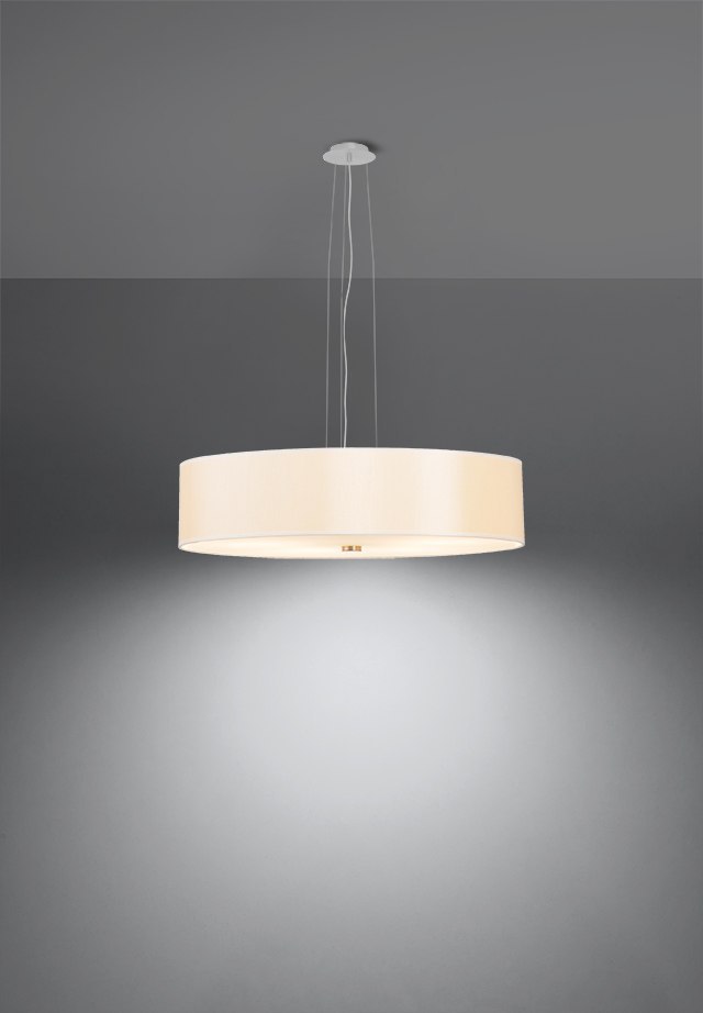 Lampa wisząca SKALA 50 biała tkanina szkło stal - Sollux Lighting - wizualizacja