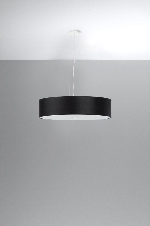 Lampa wisząca SKALA 50 czarna tkanina szkło stal - Sollux Lighting - wizualizacja
