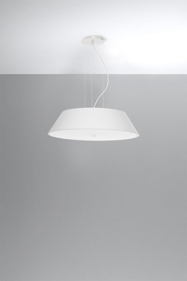 Lampa wisząca VEGA 60 biała abażur tkanina szkło - Sollux Lighting