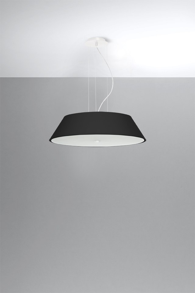 Lampa wisząca VEGA 60 czarna duża lampa tkanina szkło - Sollux Lighting - wizualizacja
