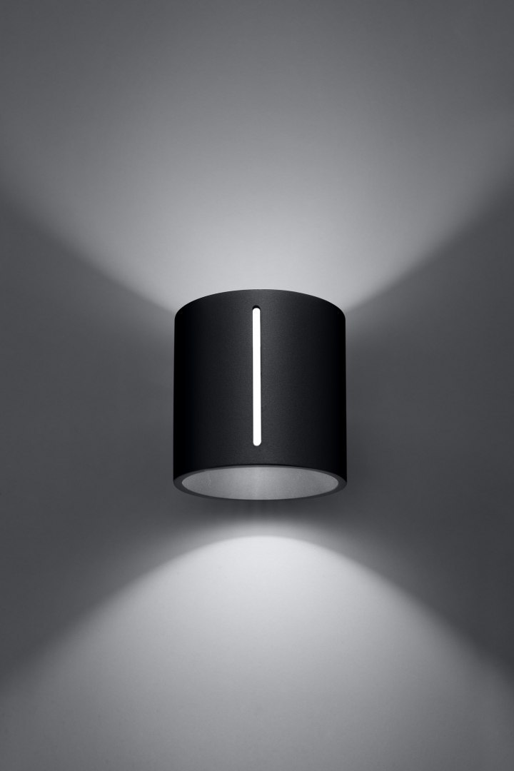 Kinkiet aluminiowy INEZ czarny lampa ścienna dekoracyjna - Sollux Lighting - lampa się świeci