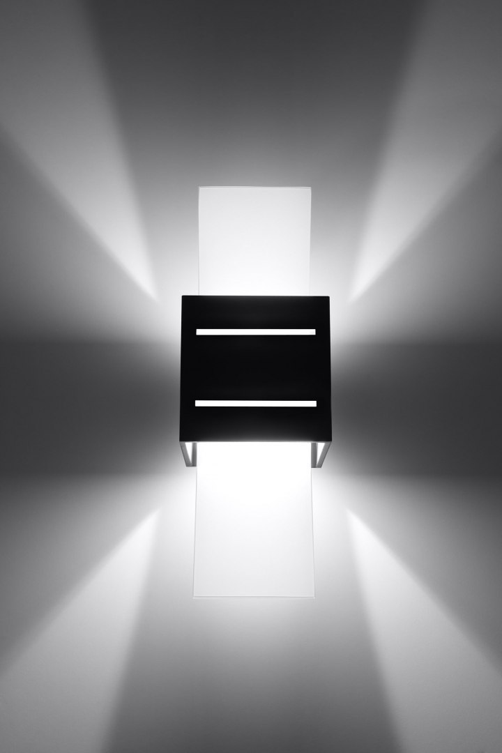 Kinkiet aluminiowy LORETO czarny lampa ścienna dekoracyjna - Sollux Lighting - lampa się świeci