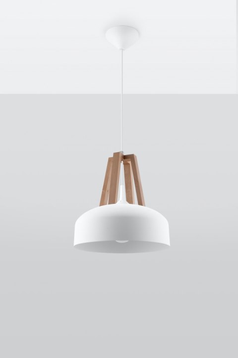 Lampa wisząca CASCO biała/naturalne drewno - Sollux Lighting Lampa wisząca CASCO biała/naturalne drewno - Sollux Lighting