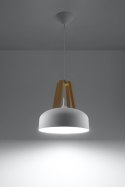 Lampa wisząca CASCO biała/naturalne drewno - Sollux Lighting