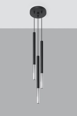 Lampa wisząca MOZAICA 3P czarny / chrom potrójny zwis kaskada - Sollux Lighting