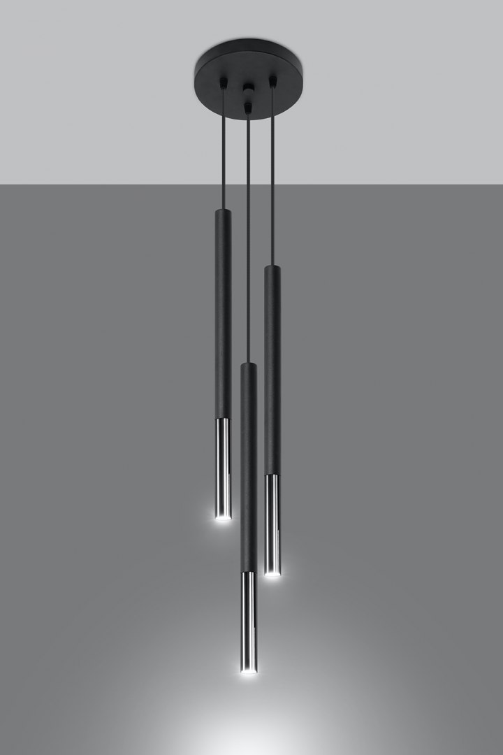 Lampa wisząca MOZAICA 3P czarny / chrom potrójny zwis kaskada - Sollux Lighting