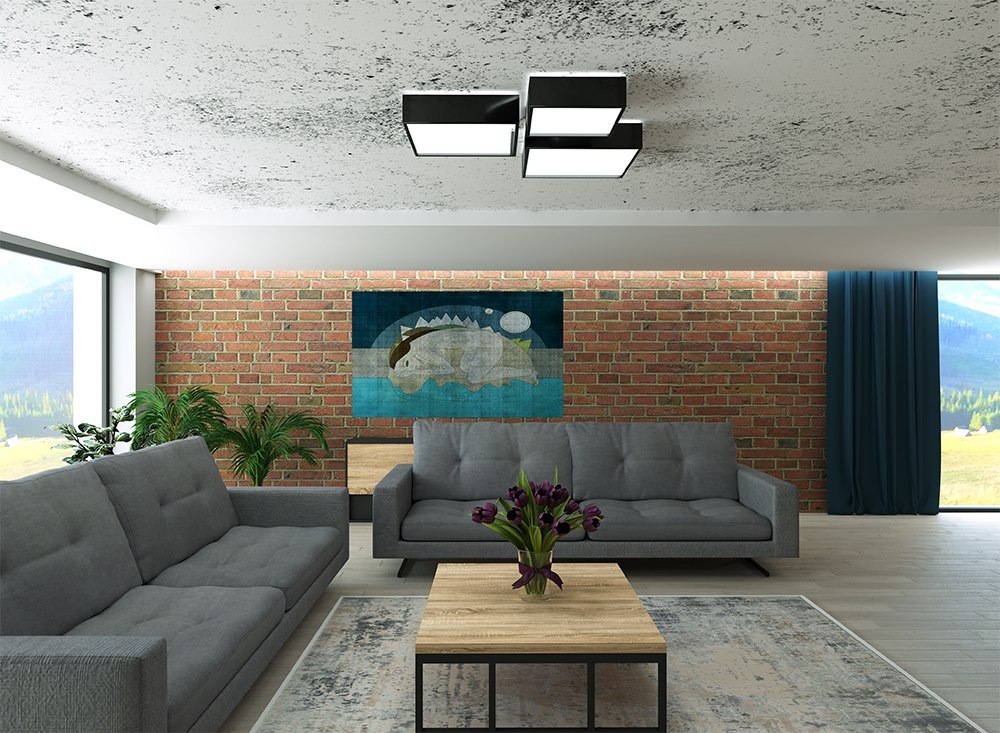 Plafon sufitowy HORUS 55 czarny kwadratowy - Sollux Lighting
