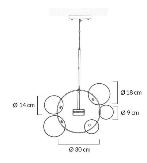 Lampa wisząca CAPRI 6 czarna 60 LED - King Home Lampa wisząca CAPRI 6 czarna 60 LED - King Home