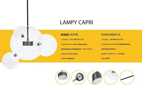 Lampa wisząca CAPRI 6 czarna 60 LED - King Home Lampa wisząca CAPRI 6 czarna 60 LED - King Home