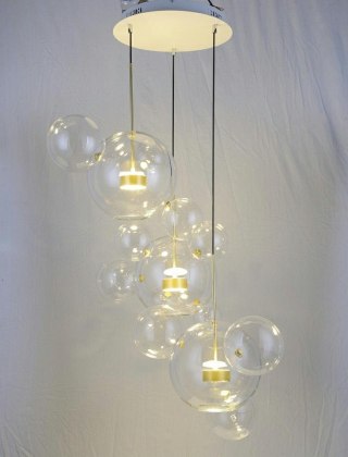 Lampa wisząca CAPRI DISC 3 złota LED potrójna kaskada szklane klosze - King Home