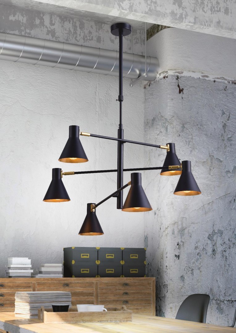 Lampa sufitowa czarno-złota mat regulowana LESS 6 - Candellux Lighting Lampa sufitowa czarno-złota mat regulowana LESS 6 - Candellux Lighting