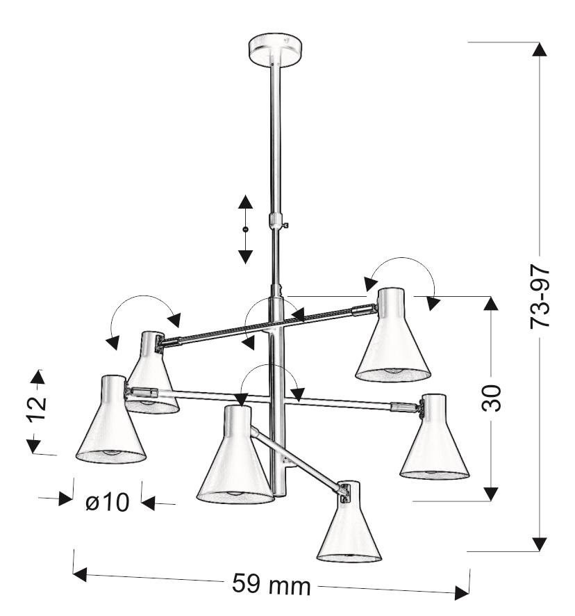 Lampa sufitowa czarno-złota mat regulowana LESS 6 - Candellux Lighting Lampa sufitowa czarno-złota mat regulowana LESS 6 - Candellux Lighting