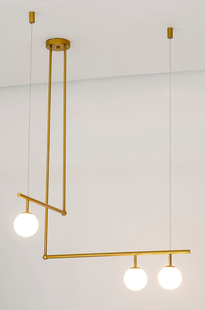 Lampa wisząca ASTRA 3 antyczny mosiądz - metal, szkło King Home Lampa wisząca ASTRA 3 antyczny mosiądz - metal, szkło King Home
