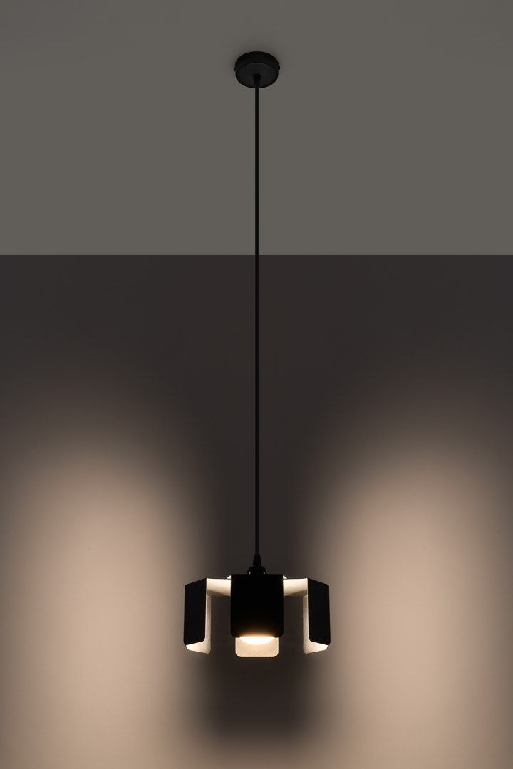 Lampa wisząca TULIP czarna stalowa industrialny zwis - Sollux Lighting