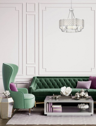 Lampa wisząca VERNO CROMO chrom elegancka w stylu hampton - Orlicki Design