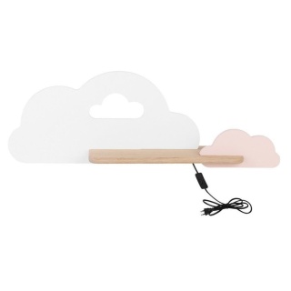 Kinkiet lampka dziecięca LED z półką CLOUD CHMURKA biało-różowa z kablem - Candellux Lighting