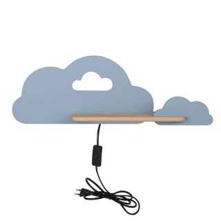 Kinkiet lampka dziecięca LED z półką CLOUD CHMURKA niebieska z kablem - Candellux Lighting