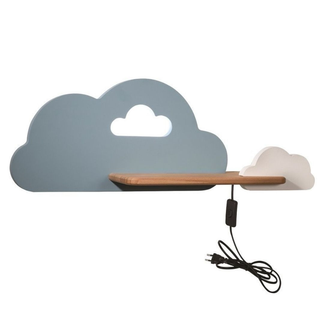 Kinkiet lampka dla dziecka LED z półką CLOUD CHMURKA niebiesko-biała z kablem - Candellux Lighting Kinkiet lampka dla dziecka LED z półką CLOUD CHMURKA niebiesko-biała z kablem - Candellux Lighting