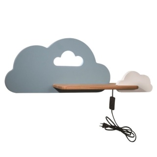 Kinkiet lampka dziecięca LED z półką CLOUD CHMURKA niebiesko-biała z kablem - Candellux Lighting
