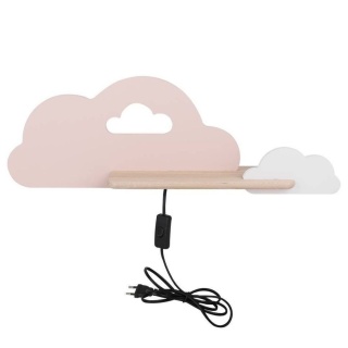 Kinkiet lampka dziecięca LED z półką CLOUD CHMURKA różowo-biała z kablem - Candellux Lighting