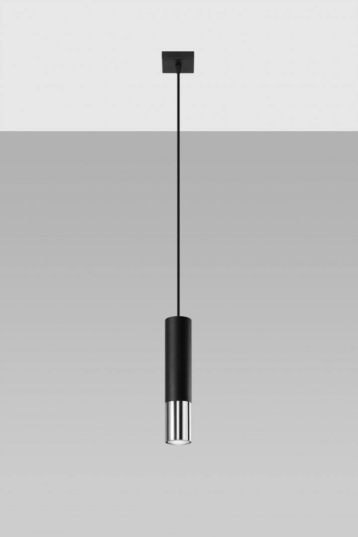 Lampa wisząca LOOPEZ 1 czarny/chrom pojedynczy zwis - Sollux Lighting