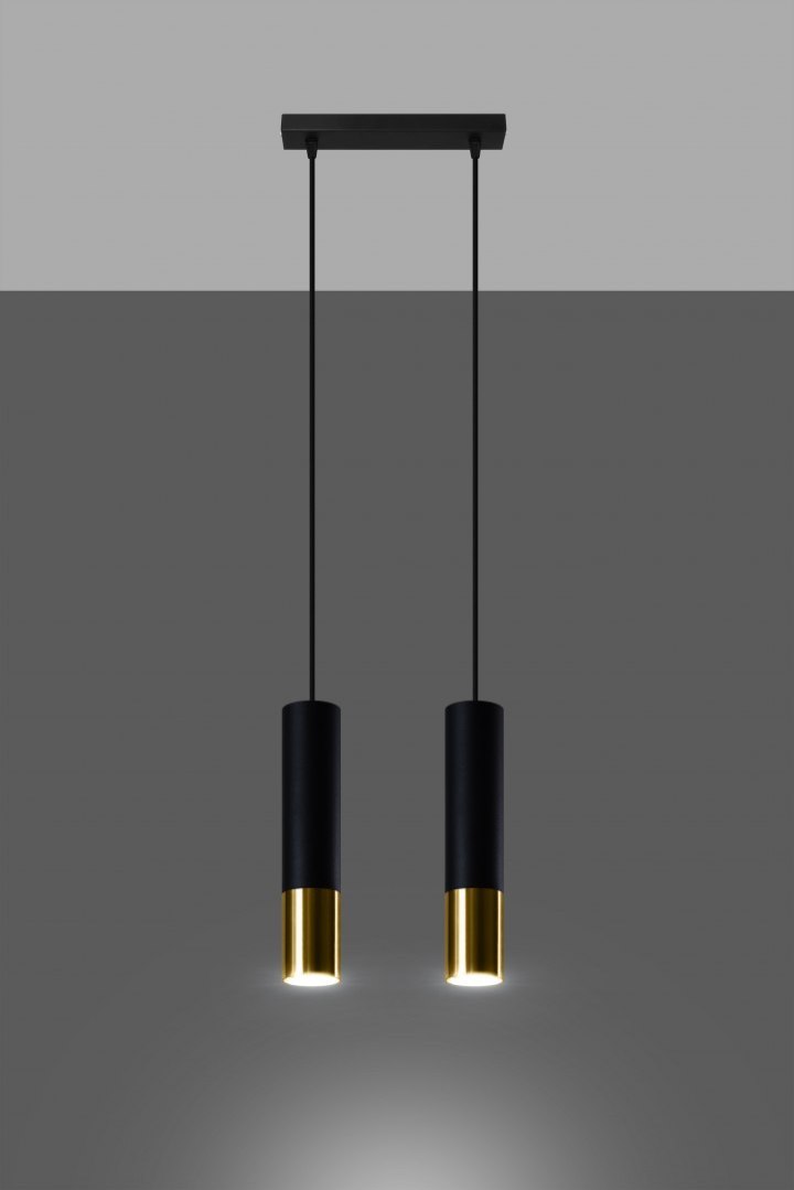 Lampa wisząca LOOPEZ 2 czarny / złoty - Sollux Lighting