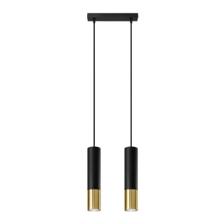 Lampa wisząca LOOPEZ 2 czarny / złoty - Sollux Lighting