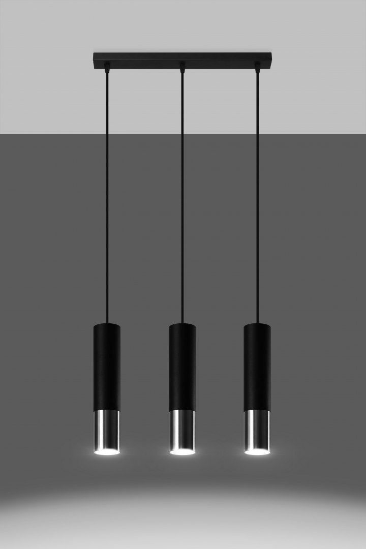 Lampa wisząca LOOPEZ 3L czarny/chrom - Sollux Lighting