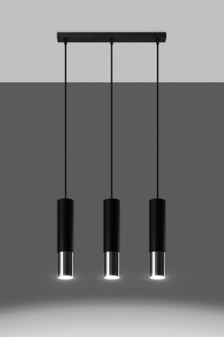 Lampa wisząca LOOPEZ 3L czarny / chrom - Sollux Lighting