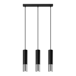 Lampa wisząca LOOPEZ 3L czarny / chrom - Sollux Lighting
