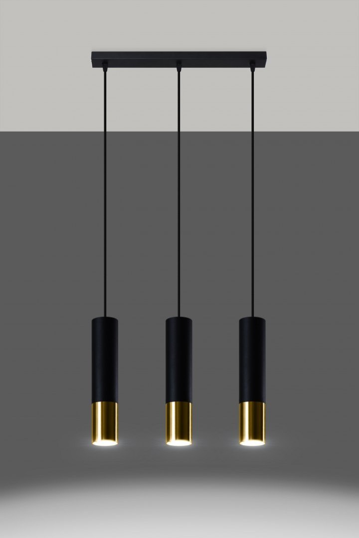 Lampa wisząca LOOPEZ 3L czarny / złoty - Sollux Lighting
