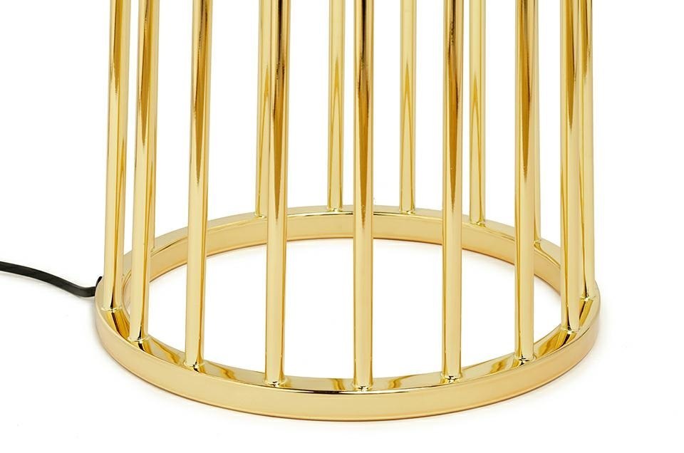 Lampa podłogowa HOLMES STRAIGHT złota z czarnym kloszem - King Home Lampa podłogowa HOLMES STRAIGHT złota z czarnym kloszem - King Home