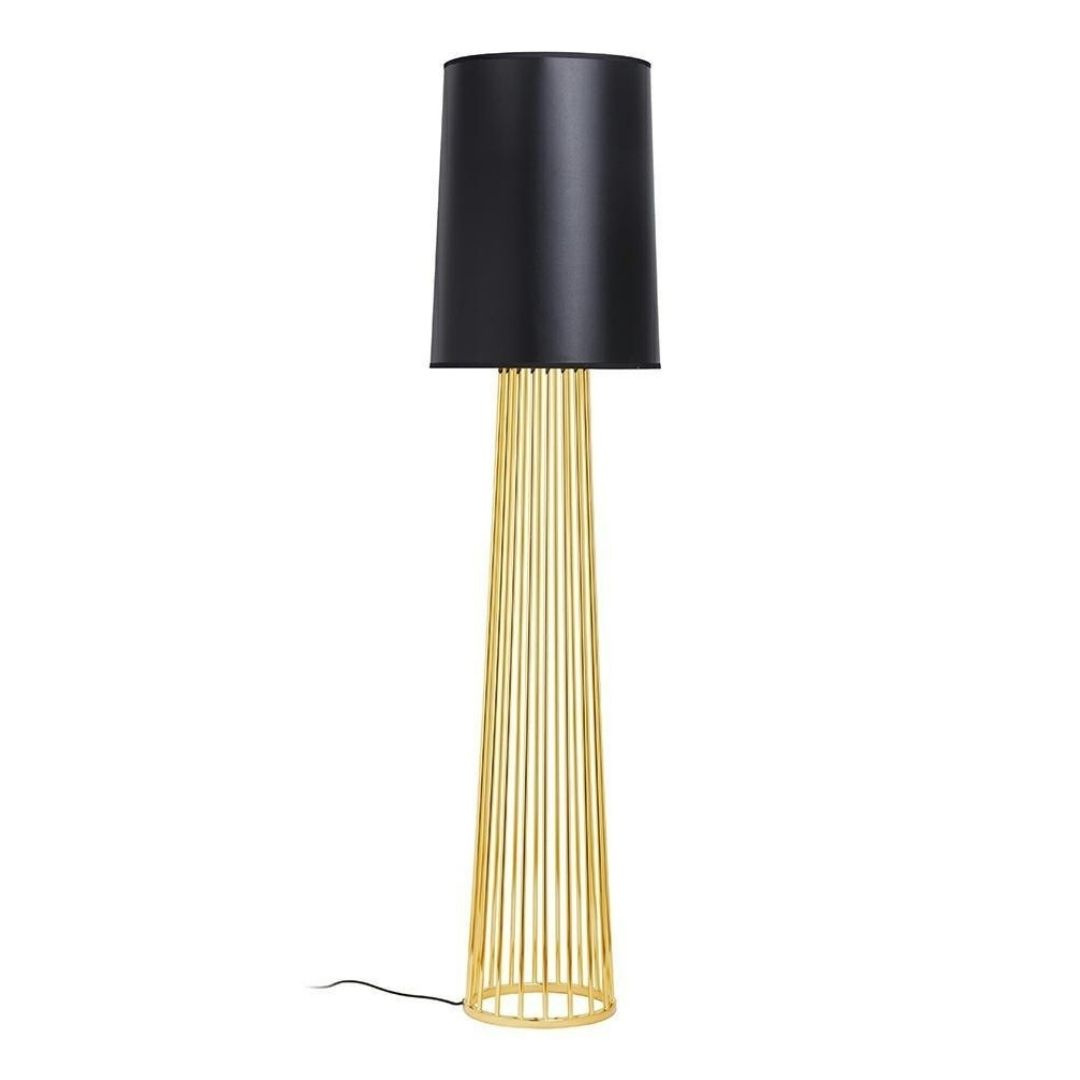 Lampa podłogowa HOLMES STRAIGHT złota z czarnym kloszem - King Home Lampa podłogowa HOLMES STRAIGHT złota z czarnym kloszem - King Home