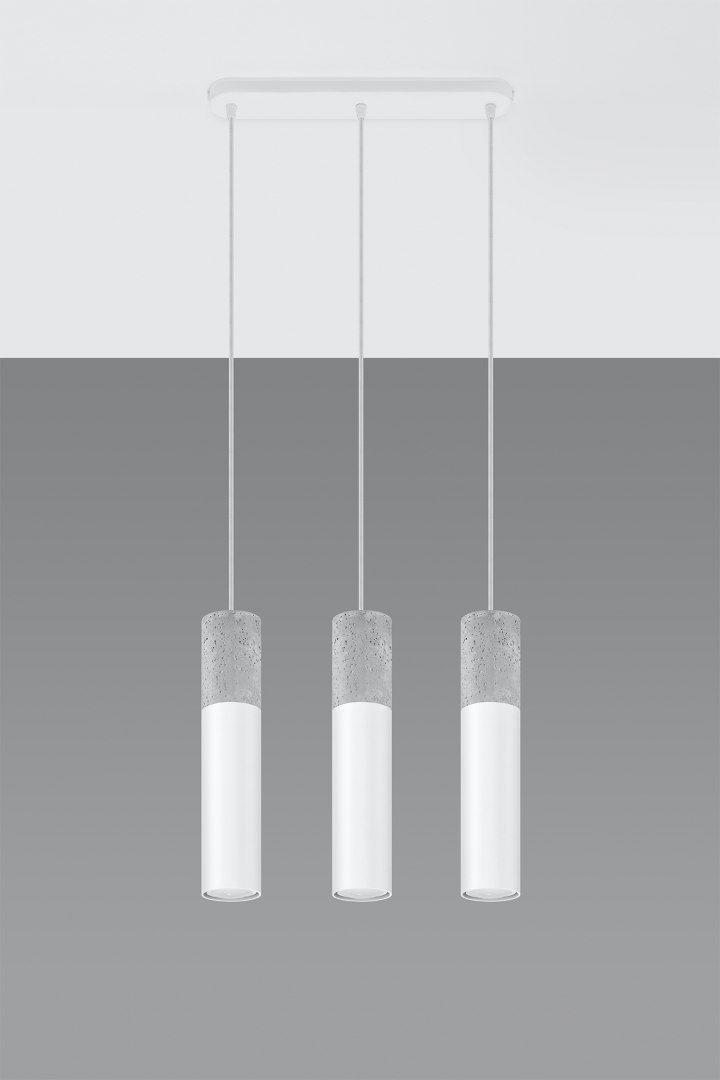 Lampa wisząca BORGIO 3L biało-szara betonowa potrójna - Sollux Lighting