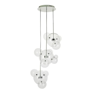 Lampa wisząca CAPRI DISC 3 chrom LED potrójna kaskada szklane klosze - King Home