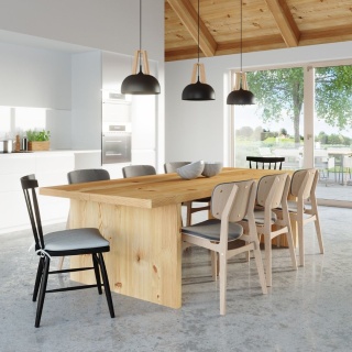 Lampa wisząca CASCO czarna/naturalne drewno - Sollux Lighting