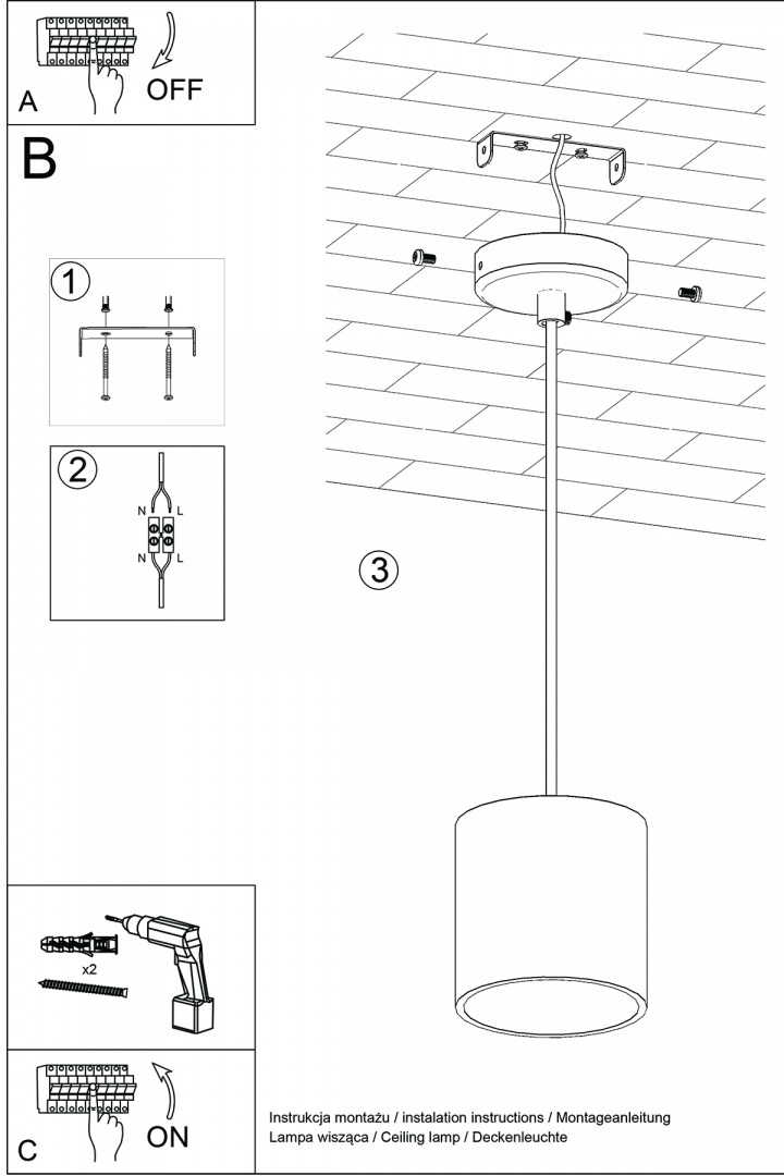 Lampa wisząca ORBIS 1 szara - Sollux Lighting Lampa wisząca ORBIS 1 szara - Sollux Lighting
