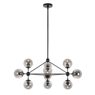 Lampa wisząca PLANETARIO 10 czarna klosze dymione - King Home