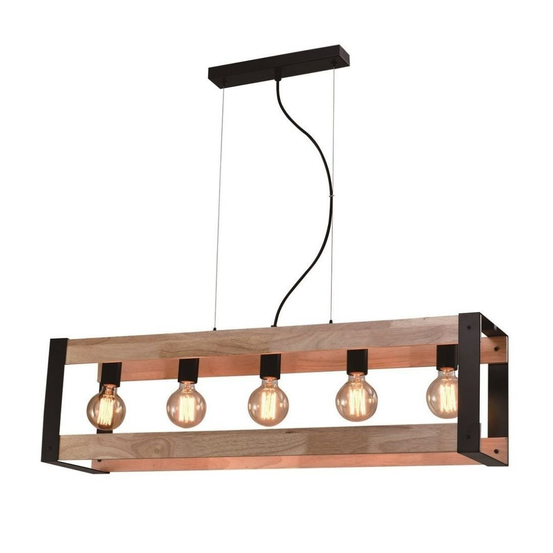 Lampa wisząca VARNA 5 metal drewno loft klatka - Candellux Lighting