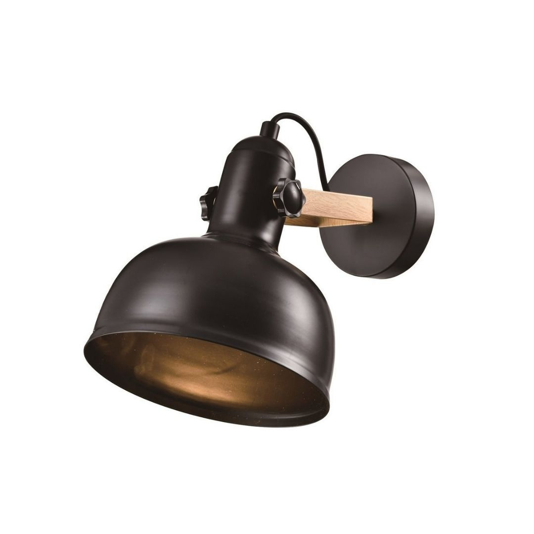 Kinkiet RENO czarny drewno metal loft - Candellux Lighting