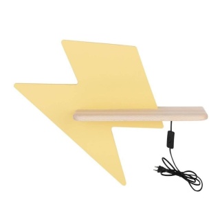 Kinkiet lampka dziecięca LED z półką ŻÓŁTA BŁYSKAWICA z kablem - Candellux Lighting