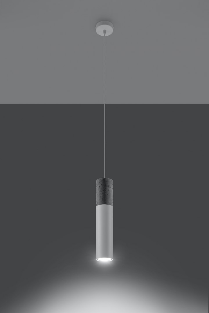 Lampa wisząca Borgio1 biała stal beton - Sollux Lighting - wizualizacja Lampa wisząca Borgio1 biała stal beton - Sollux Lighting - wizualizacja