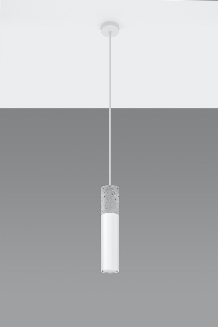 Lampa wisząca Borgio1 biała stal beton - Sollux Lighting - wizualizacja
