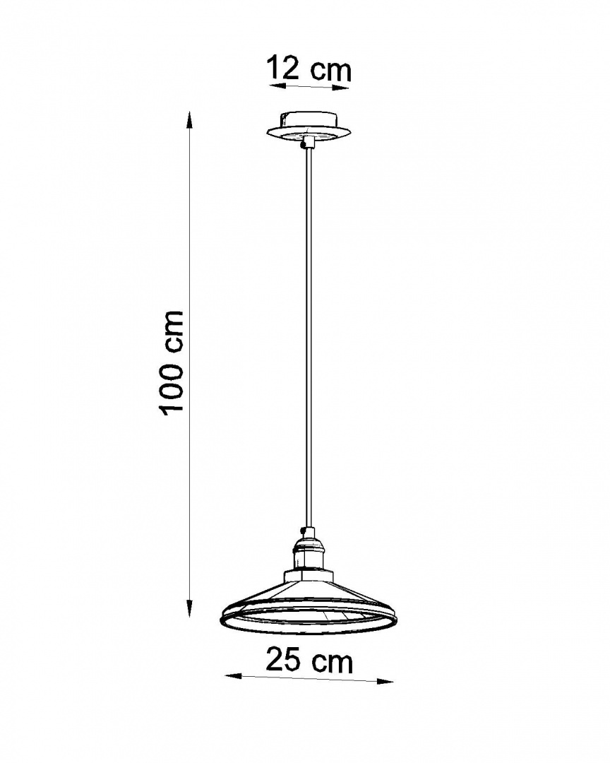 Lampa wisząca MARE 1 stal czarny zwis industrialny nad stół - Sollux Lighting - rysunek techniczny