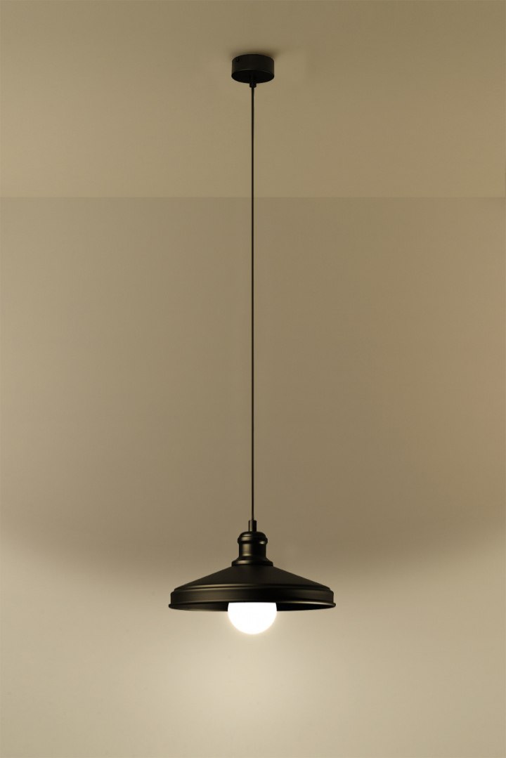 Lampa wisząca MARE 1 stal czarny zwis industrialny nad stół - Sollux Lighting