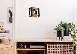 Lampa wisząca VARNA 1 metal drewno loft klatka - Candellux Lighting