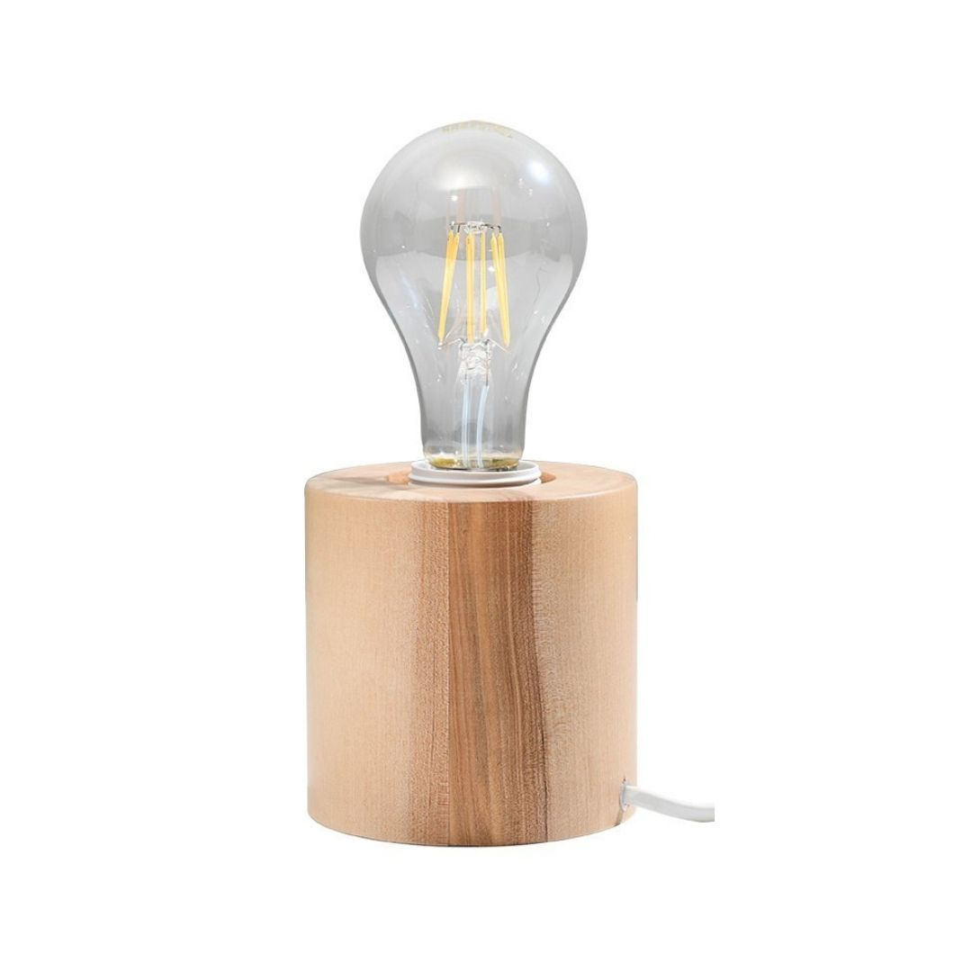 Lampka biurkowa nocna SALGADO naturalne drewno - Sollux Lighting Lampka biurkowa nocna SALGADO naturalne drewno - Sollux Lighting